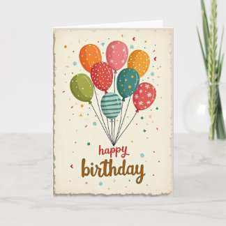 Illustrated Balloon Birthday Card