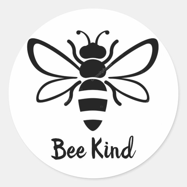 Illustrated bee classic round sticker (Front)