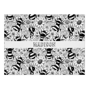Illustrated Bee Pattern Personalised Colouring Poster