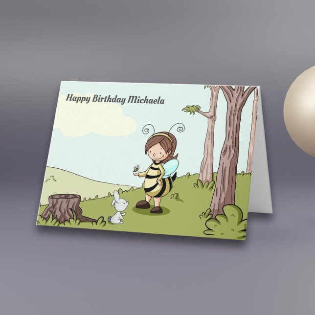 Illustrated Bee Themed Personalised Happy Birthday Card (Creator Uploaded)