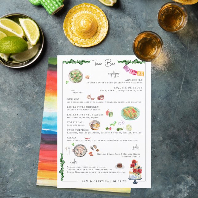 Illustrated Bespoke | Taco Bar Wedding Menu (Creator Uploaded)