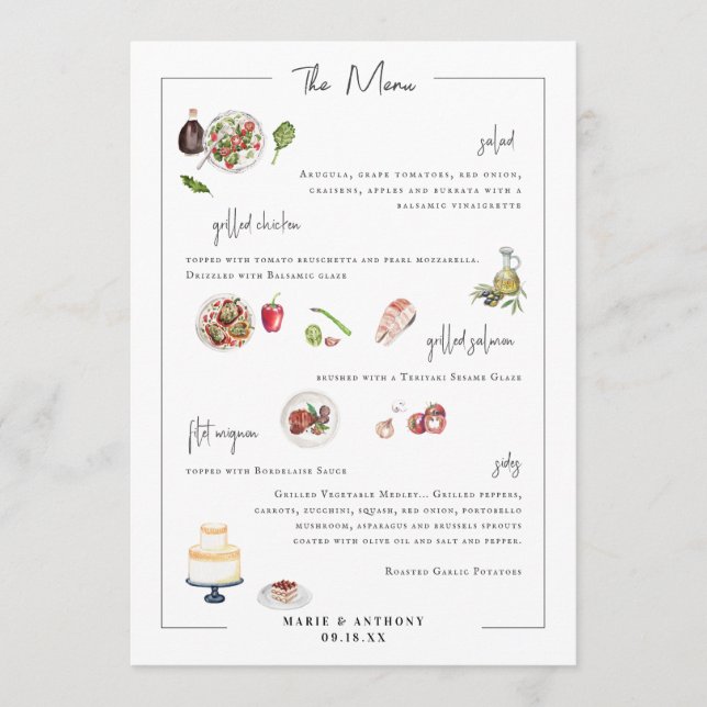 Illustrated Bespoke | Wedding Menu (Front)
