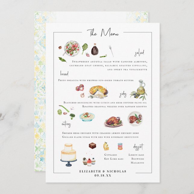 Illustrated Bespoke | Wedding Menu (Front/Back)