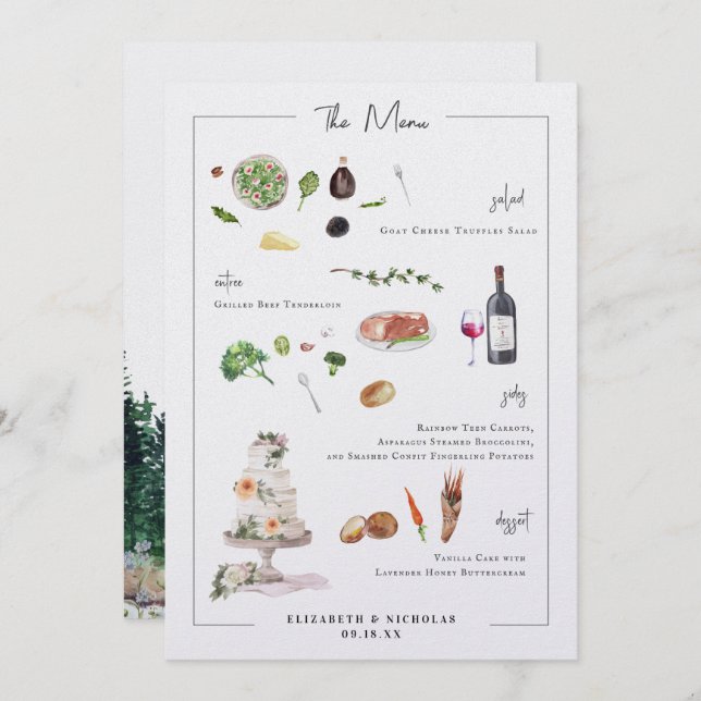 Illustrated Bespoke | Wedding Menu (Front/Back)
