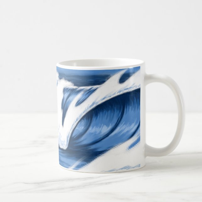 Illustrated Big Wave Hawaiian Surf Coffee Mug (Right)