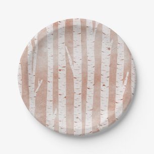 Illustrated Birch Trees Paper Plate