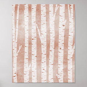 Illustrated Birch Trees Poster