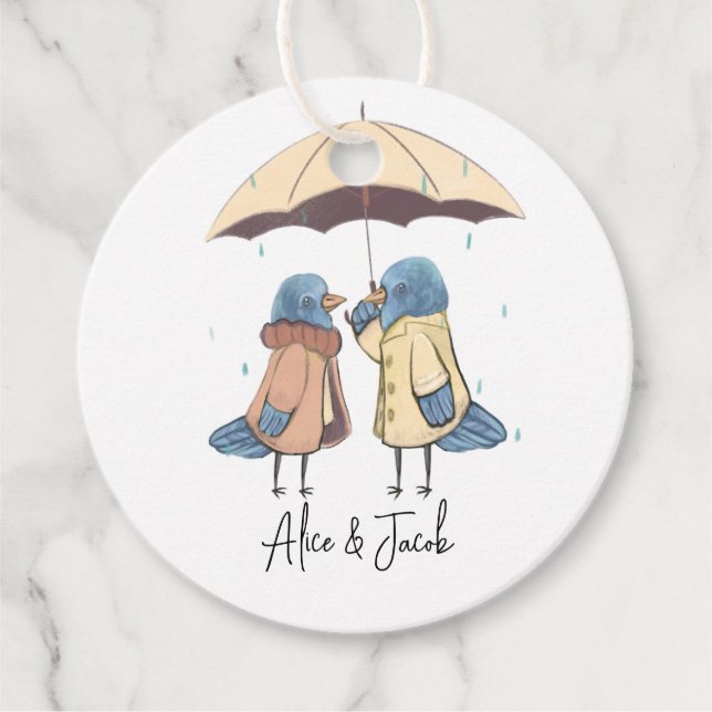 Illustrated Birds  Favour Tags (Front)