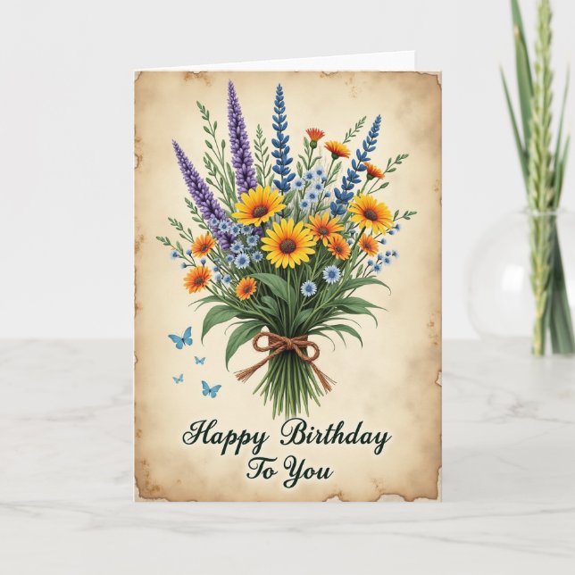 Illustrated Bloom Birthday Card (Front)