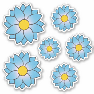 Illustrated Blue Flower Multiple Size Sticker