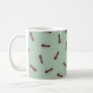 Illustrated Brown Ants on Light Green Coffee Mug
