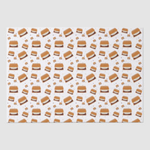Illustrated Brown White Smiling Smore Pattern Tissue Paper