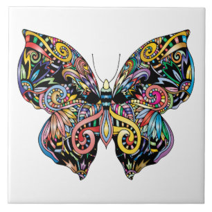 Illustrated butterfly tile