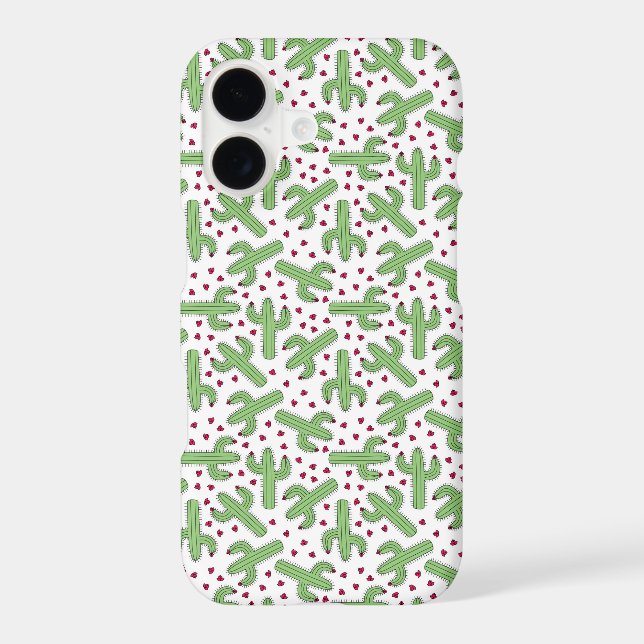 Illustrated Cactus & Pink Flowers Pattern (Back)