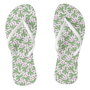 Illustrated Cactus & Pink Flowers Pattern Jandals