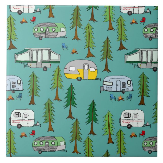 Illustrated Campers Background Tile (Front)