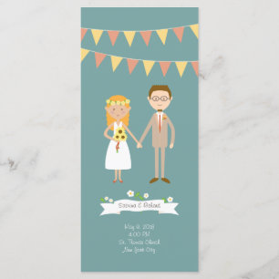 Illustrated Cartoon Couple Portrait Wedding Programme
