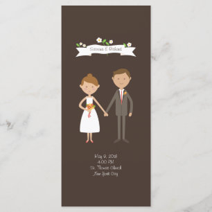 Illustrated Cartoon Couple Portrait Wedding Programme