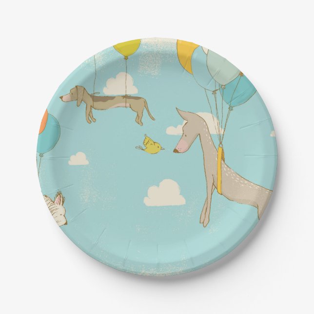 Illustrated Cartoon Dogs Children's Birthday Plate (Front)