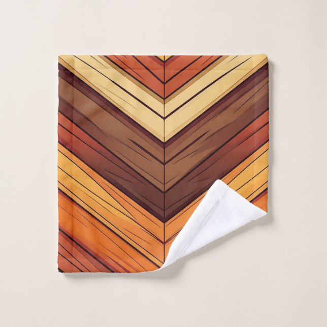 Illustrated Chevron  Bath Towel Set (Wash Cloth)