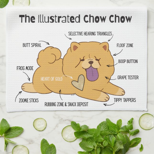 ILLUSTRATED CHOW   TEA TOWEL (Folded)
