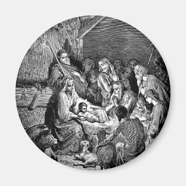 Illustrated Christmas Nativity Scene Magnet (Front)
