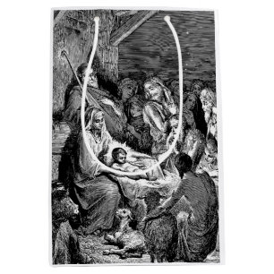 Illustrated Christmas Nativity Scene Medium Gift Bag