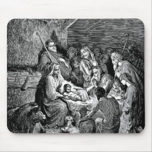 Illustrated Christmas Nativity Scene Mouse Pad
