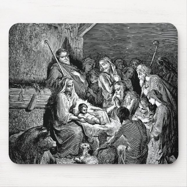 Illustrated Christmas Nativity Scene Mouse Pad (Front)