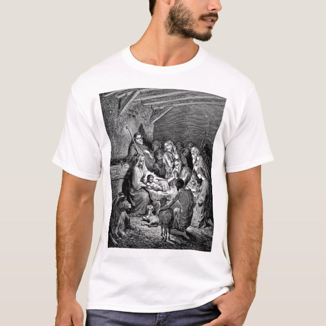 Illustrated Christmas Nativity Scene T-Shirt (Front)