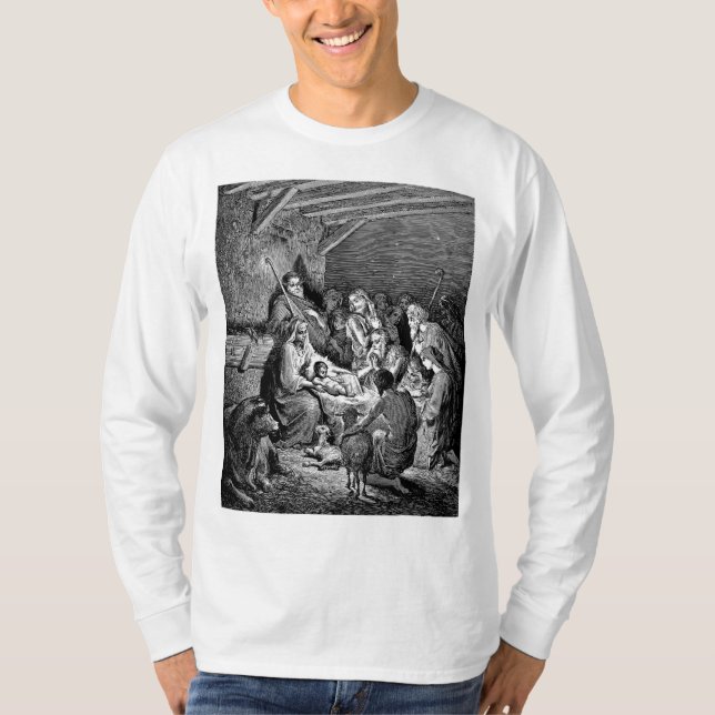 Illustrated Christmas Nativity Scene T-Shirt (Front)