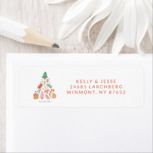 Illustrated Christmas Pattern Return Address