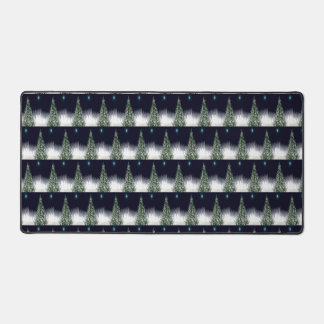 Illustrated Christmas Tree Pattern Holiday Design Desk Mat