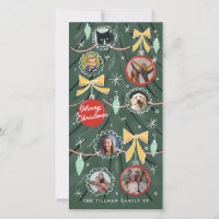 Illustrated Christmas Tree Photo Ornaments Holiday