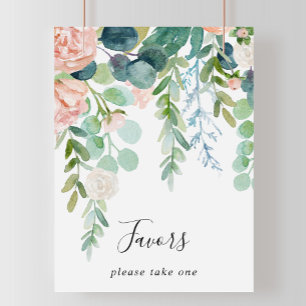 Illustrated Colorful Tropical Floral Favors Sign