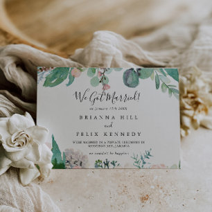 Illustrated Colourful Tropical Floral Elopement Announcement