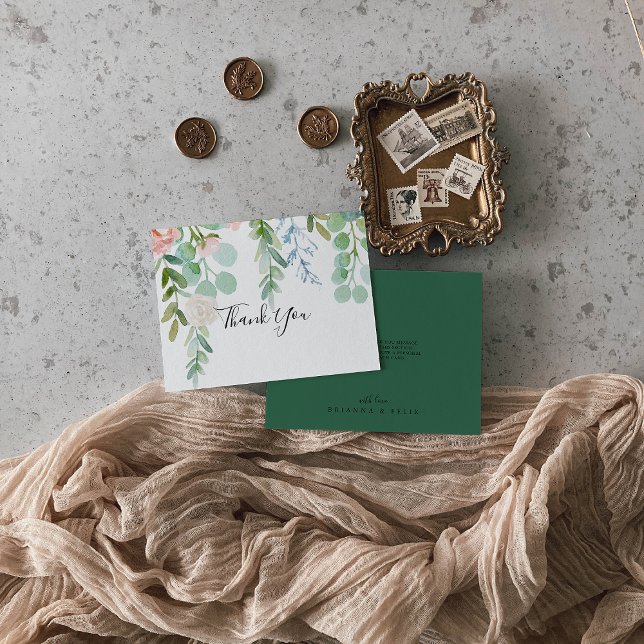 Illustrated Colourful Tropical Floral Flat Wedding Thank You Card (Creator Uploaded)