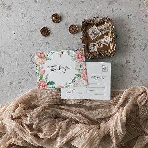 Illustrated Colourful Tropical Floral Thank You Postcard