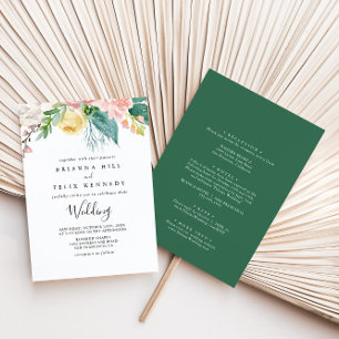Illustrated Colourful Tropical Front & Back Weddin Invitation