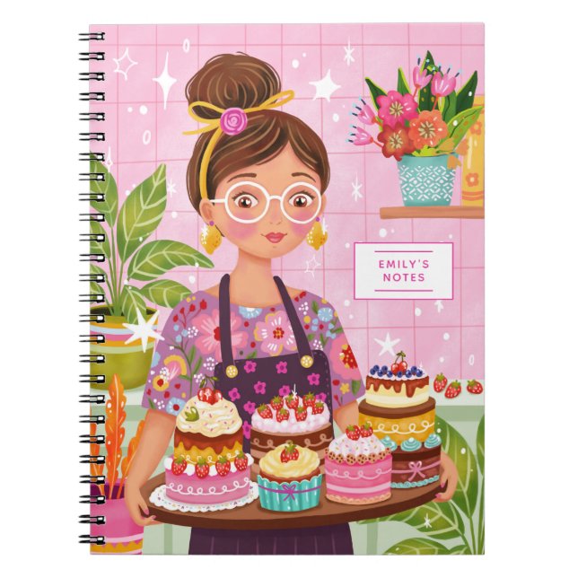 Illustrated Cookbook Notes Personalised Recipe Notebook (Front)