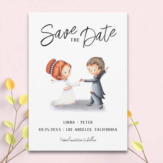 Illustrated Couple Dancing Romantic Wedding  Save The Date (Creator Uploaded)