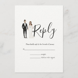 Illustrated Couple RSVP Wedding Enclosure Card