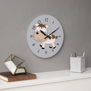 Illustrated cow design large clock
