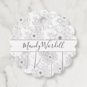 Illustrated Dandelion Flowers Favour Tags