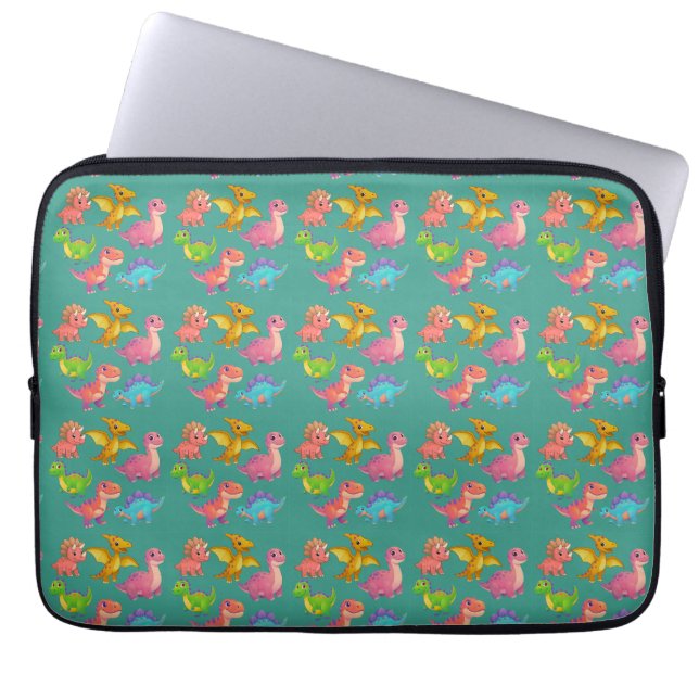 Illustrated Dinosaurs Laptop Sleeve (Front)