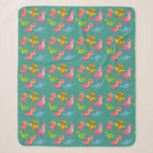 Illustrated Dinosaurs Sherpa Blanket