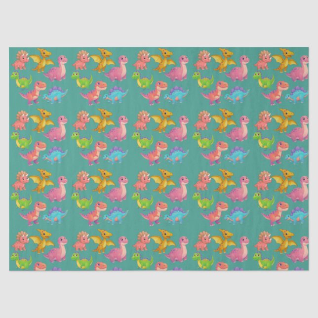 Illustrated Dinosaurs Tissue Paper (Front)