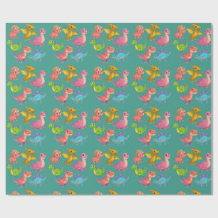 Illustrated Dinosaurs Wrapping Paper