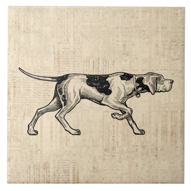 Illustrated Dog Art with a Script Style Tile (Front)