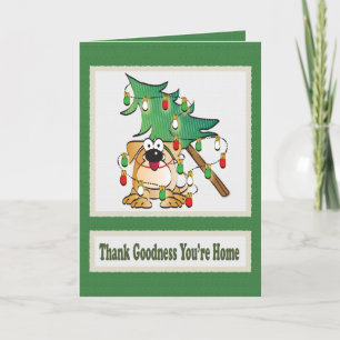 Illustrated Dog Cartoon Christmas Card 